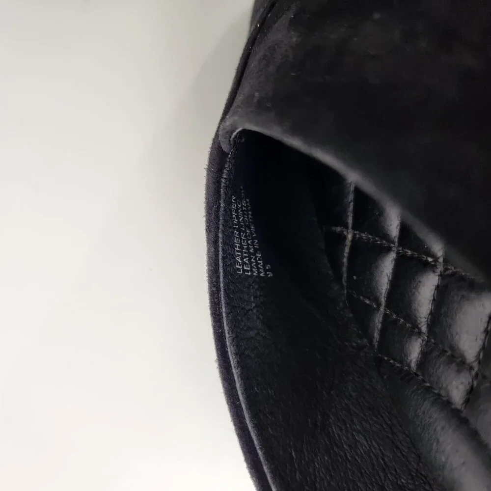 Birdies Shoes Womens 9.5 Black Swan Suede Mules Quilted Flats Leather Slip On - Picture 12 of 14
